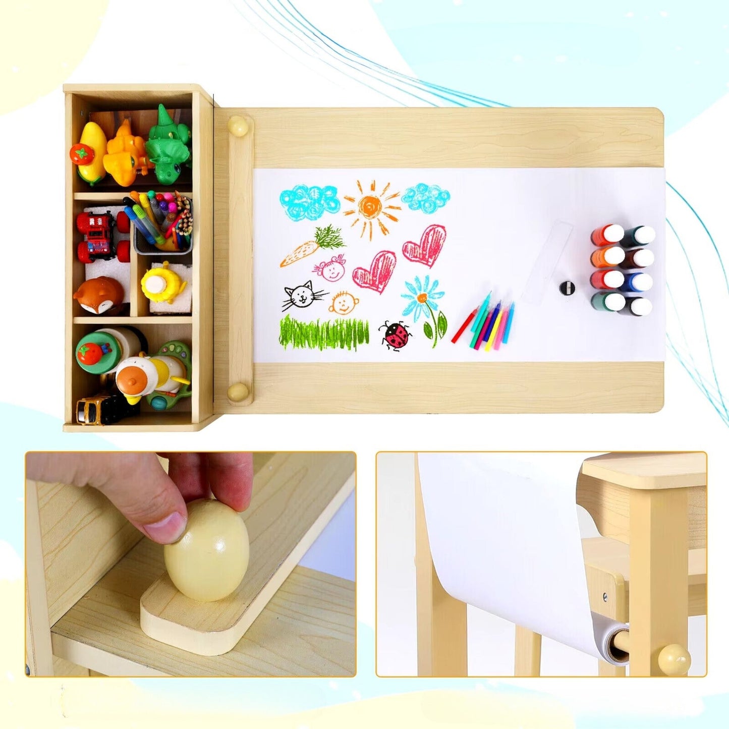 Kit Sillas y Mesa con Almacenamientos para Niños